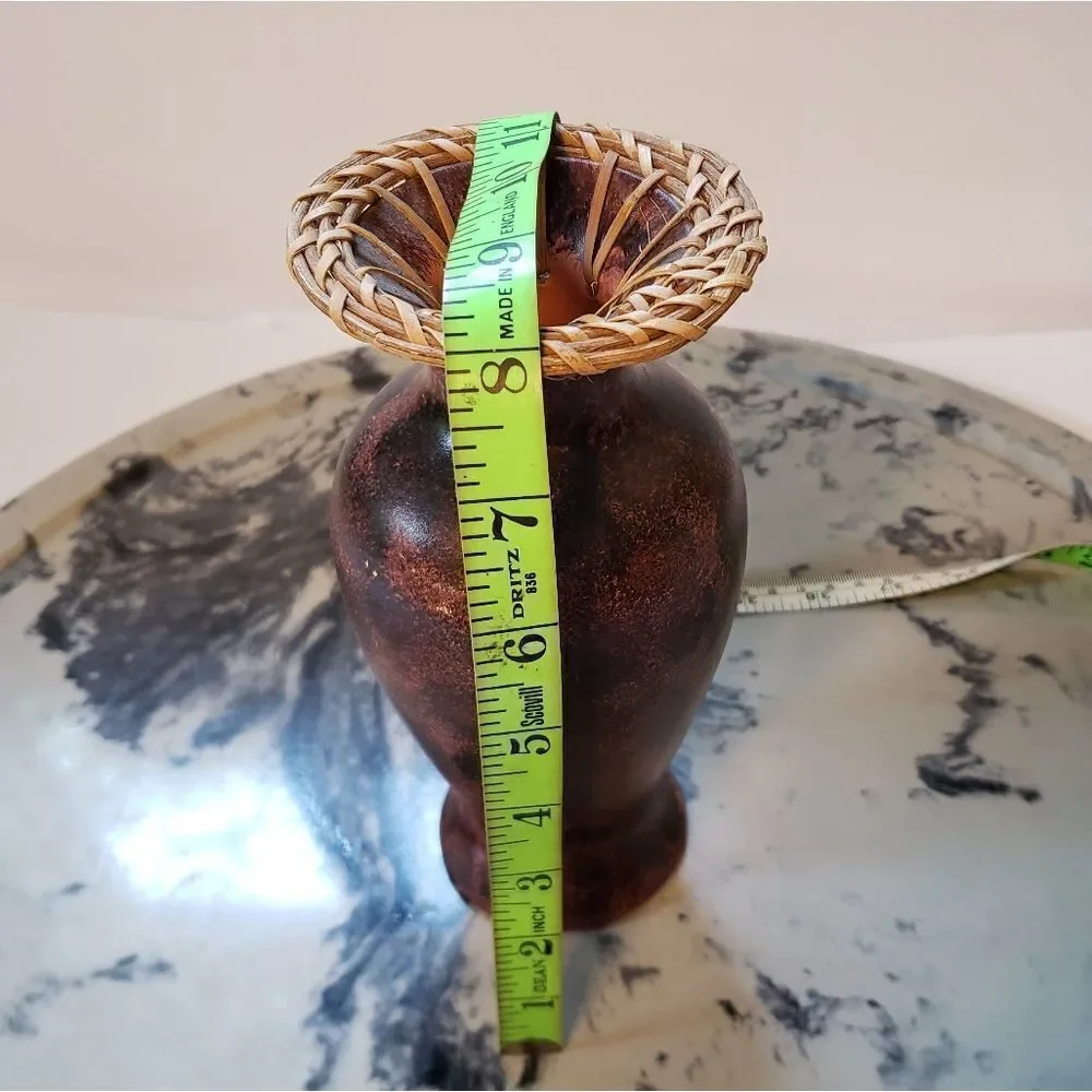 Pottery Vase Rattan Embellished